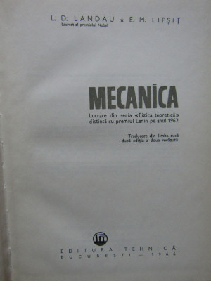 L. D. Landau, E. M. Lifșit - Mecanica foto