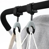 Set 2 Carlige pentru Carucior, din Plastic si Velcro, Sarcina Maxima 2 kg, Negru