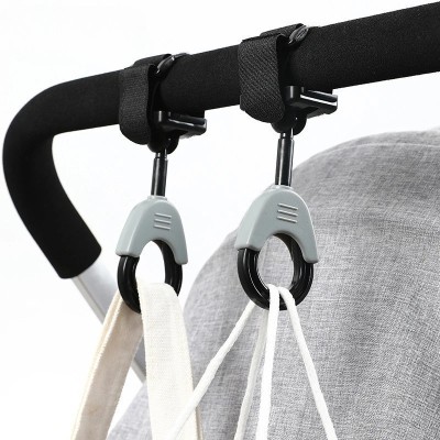 Set 2 Carlige pentru Carucior, din Plastic si Velcro, Sarcina Maxima 2 kg, Negru foto