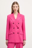 HUGO sacou culoarea roz, cu doua randuri de nasturi, uni, 50537560