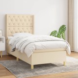 vidaXL Pat box spring cu saltea, crem, 80x200 cm, textil 3132190