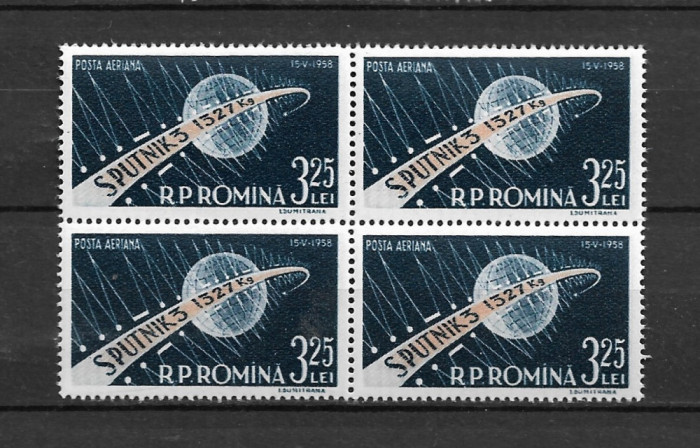 ROMANIA 1958 - SPUTNIK III, BLOC, MNH - LP 460