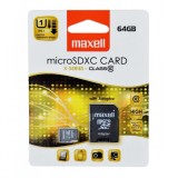 Card Micro SD (Secure Digital) Maxell cu Adaptor SD de 64 GB XC Clasa 10