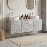 Cumpara ieftin Set dulap de baie cu montare pe perete 3 buc. Gri Beton