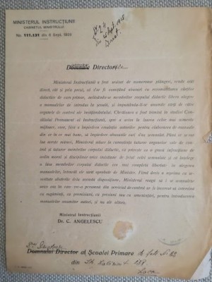 1928, Circulară Ministerul Instrucțiunii, abuzuri alegerea manualelor &amp;icirc;n școli foto