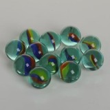 Bile din sticla transparente cu dungi colorate, Set 12 bucati, Diametru 2.5 cm, CMCLASS
