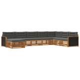 vidaXL Set de canapele de exterior cu pernă 8 pcs Natural și Antracit 3383705
