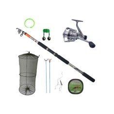 Set lanseta telescopica Atafu Carp , mulineta FS 4000, juvelnic, suport U si V, bambina, clopotel, fir 100 m si montura crap