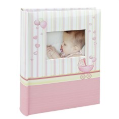 Album foto baby born book 100 fotografii 10-15 cm coperta personalizabila spatiu notite culoare roz