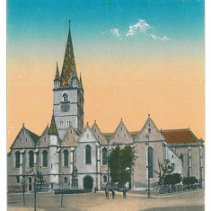 76 - SIBIU, Evanghelical Cathedral, Romania - old postcard - used - 1913