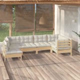 vidaXL Set mobilier grădină cu perne crem, 6 piese, lemn de pin 3096418