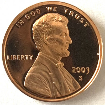 AMERICA 1 CENT 2003 PROOF LITERA S.( Memorialul Lincoln) foto