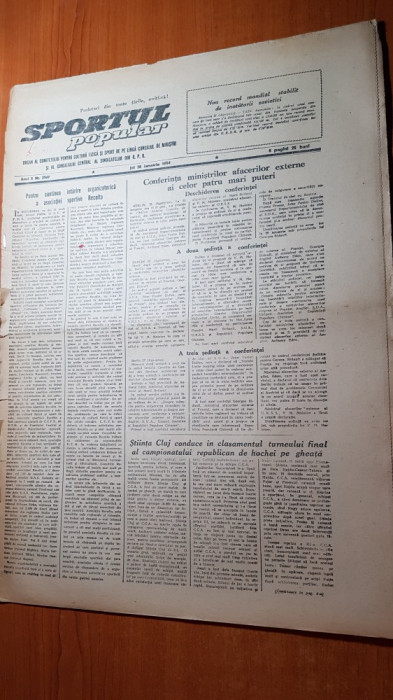 sportul popular 28 ianuarie 1954-concursurile de schi in tara,hochei pe gheata