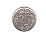 Moneda Turcia 25 kurus 2011, stare foarte buna, curata, Europa, Nichel