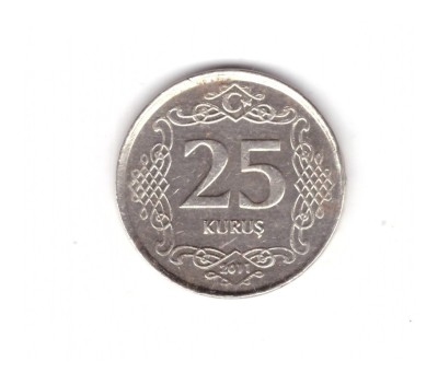 Moneda Turcia 25 kurus 2011, stare foarte buna, curata foto