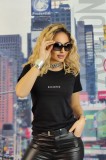 Tricou Dama Negru Reserved cu Imprimeu Text, Bumbac Casual, Marimi S/M, L, L/XL