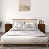 Set 2 Noptiere Stejar Afumat 40x35x70 cm, PAL, Design Elegant, Spatiu Depozitare, Montaj Facil, Mobila Dormitor