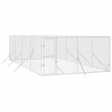 Padoc de exterior pentru caini argintiu 4x8x2 m otel galvanizat GartenMobel Dekor, vidaXL