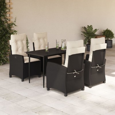 vidaXL Set mobilier de grădină cu perne, 5 piese, negru, poliratan 3212725 foto