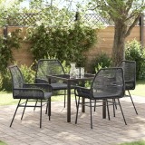 vidaXL Set Dinning Grădină 5 piese cu Perne Negru Ratan Polimer