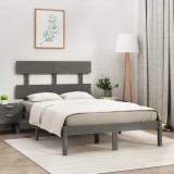 Cumpara ieftin Cadru de pat King Size, gri, 150x200 cm, lemn masiv