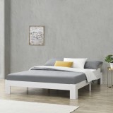 Rama pat lemn brad Raisio W160 alb 204 x 164 x 30 cm [en.casa] HausGarden Leisure