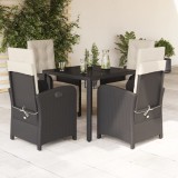 vidaXL Set mobilier de grădină cu perne, 5 piese, negru, poliratan 3212451