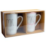 Set doua cani din ceramica, Mr Right &amp; Mrs Always Right, 350 ml, Oem