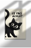 Poster pe p&acirc;nză ne&icirc;nrămat cu citat despre pisică &icirc;n limba rom&acirc;nă - Imprimeu digital - Ce faci acolo | A4 (21 x 29.7 cm)