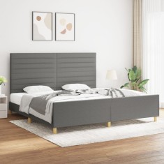 vidaXL Cadru de pat fără saltea, gri &icirc;nchis, 200x200 cm, textil