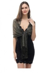 Esarfa lunga tip sal pentru femei Ladiery, negru auriu - OUTLET