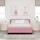 Cumpara ieftin Pat cu arcuri cu headboard Manual Roz 190 x 140 cm Catifea