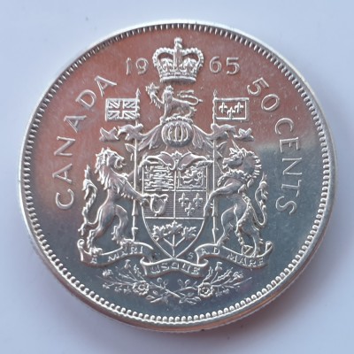 Canada 50 cents 1965 argint Elisabeta ll foto