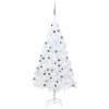 Brad Crăciun artificial pre-iluminat set globuri alb 120 cm PVC