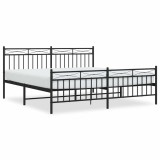 Cumpara ieftin Cadru pat metalic cu tablii de cap/picioare, negru, 183x213 cm
