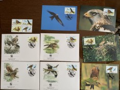 gibraltar - pasari - vulttur - serie 4 timbre MNH, 4 FDC, 4 maxime, fauna wwf