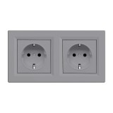 Nova priză cu &icirc;mpăm&acirc;ntare priză dublă 16A 250V cu cadru gri