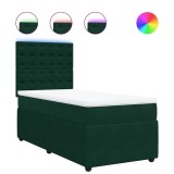 Cumpara ieftin Pat box spring cu saltea, verde inchis, 100x200 cm, catifea