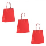 Set Pungi Cadouri, Model Kraft, 3 Bucăți, Culoare Roșu, Dimensiuni 18x8x20 cm, Oem