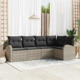 VidaXL Set de canapele pentru grădină 5 pcs Gri deschis Rattan poli