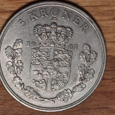 Danemarca - moneda de colectie - 5 kroner 1961 - senzationala - ⌀33 mm xf+ /aunc