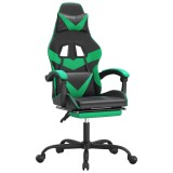 Cumpara ieftin Scaun de gaming pivotant/suport picioare negru/verde piele eco