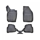 Covorase Auto Tip Tavita Cauciuc Skoda Fabia III 2015-2023 ALM, Negre, Fata + Spate, Fixare Clipsuri/Scai, Margine Inalta