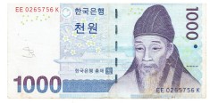 Coreea de Sud 1 000 Won 2007 P-54 Seria 0265756 foto