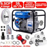 Cumpara ieftin Motopompa benzina 6.5CP + furtun 80m refulare + 5m absorbtie + teava revulare +ulei (TA551+(7))