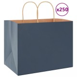 vidaXL Pungi de h&acirc;rtie 250 buc cu m&acirc;nere Albastre 32x22x24 cm