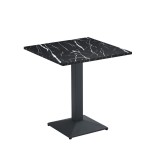 Cumpara ieftin Masa sufragerie, bistro metal negru DTD marmorat Rinaldo 70x70x75 cm