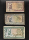 Set Guinea Guineea 100 + 500 + 1000 francs 1960