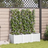 VidaXL Ghiveci de grădină cu suport 3 piese Alb 120x40x143 cm