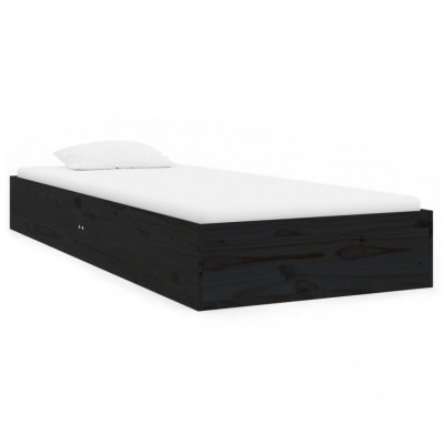 Cadru de pat mic Single 2FT6, negru, 75x190 cm, lemn masiv foto